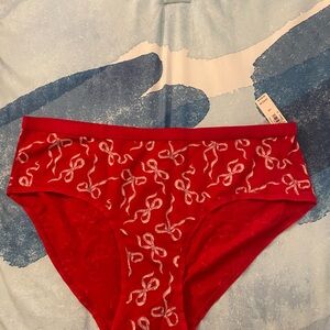 Victoria's Secret Red Hipster Undies With Bows